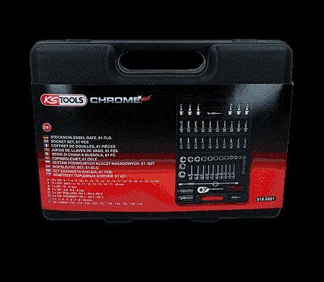 KS Tools 918.0661 3/8 Zoll CHROMEplus Steckschlüssel-Satz | inklusive Umschaltknarre, 45-Zahn | hoch
