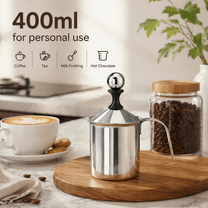 Milchaufschäumer 400ML/800ML Edelstahl Manuelle Milchaufschäumer Double Mesh Kaffee Cappuccino Foame