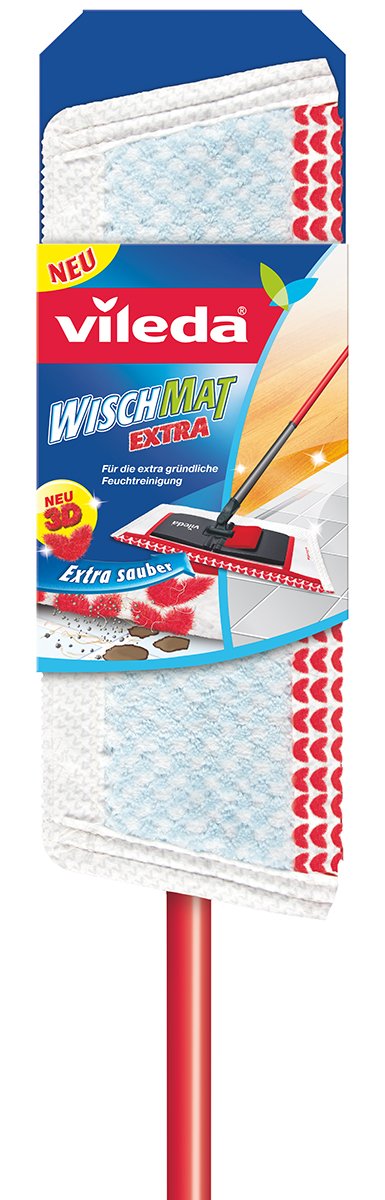 Vileda WischMat Extra mit Teleskopstiel Bodenwischer, System WischMat Extra - Flachwischer mit Teles