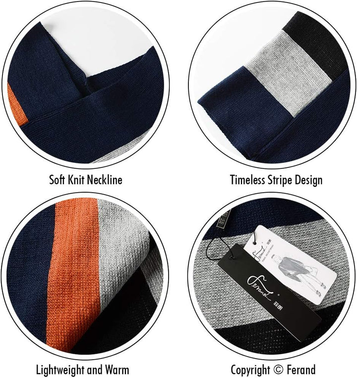 Ferand Damen Gestreifter Poncho Pullover Vielseitiger Schal zum Wickeln mit Fransen für Herbst und W