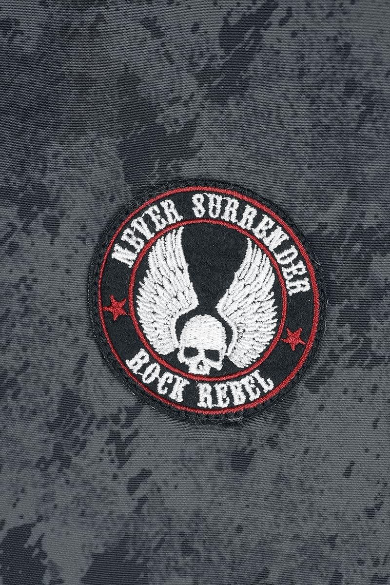 Rock Rebel by EMP Herren schwarze Winterjacke mit Prints und Patch S Schwarz, S Schwarz