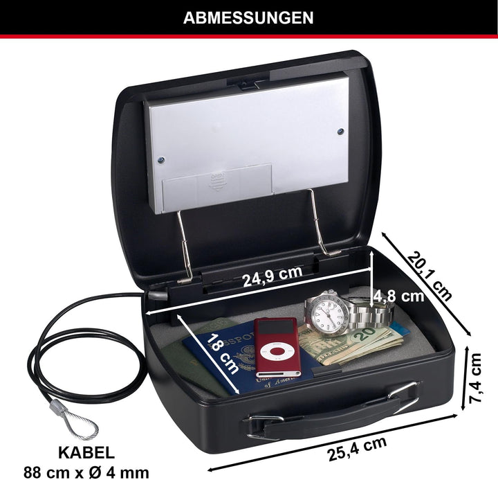 MASTER LOCK Tragbarer Tresor [Zahlenschloss] [mit Kabel] P008EML - Ideal für Elektrogeräten, Ausweis