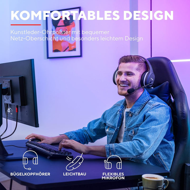 Trust Gaming GXT 391 Thian Kabellose Kopfhörer für PS5, PS4 und PC, 5.8 Ghz, USB Dongle, Over Ear, W