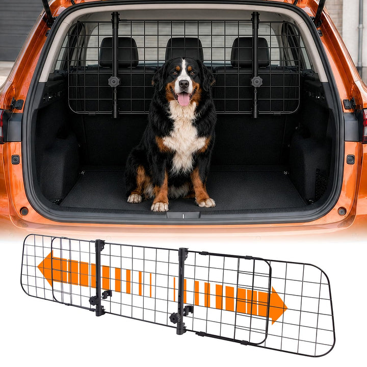Lescars Hundegitter: Universal Kofferraum-Trenngitter für Hunde, stufenlos verstellbar (Hundegitter