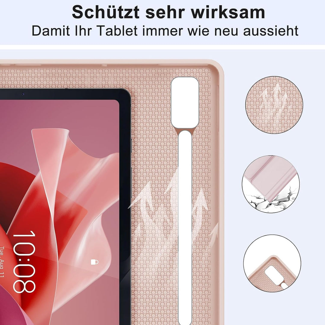 Für Lenovo Tab P12 Hülle mit Tastatur für 12,7 Zoll Tablet TB370FU (2023) - Mit 7-Farben Beleuchtung
