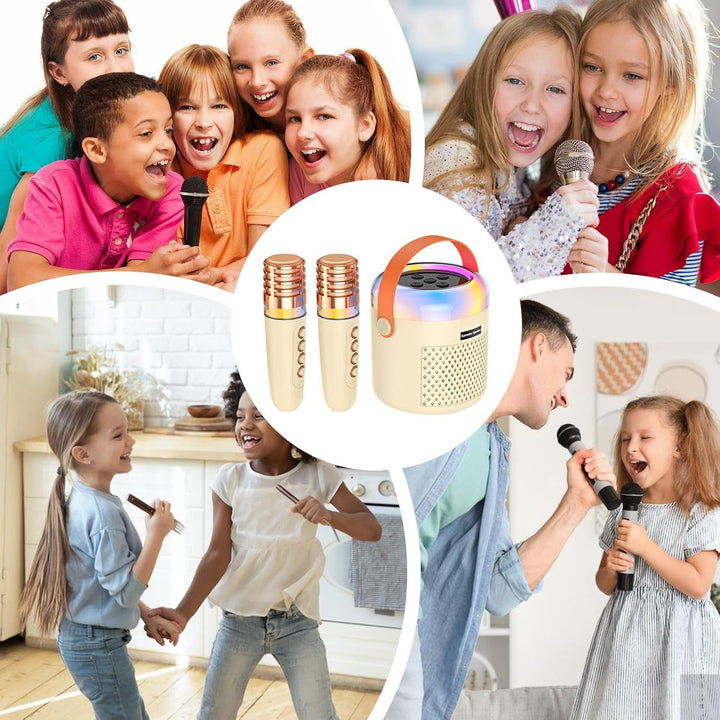 Karaoke für Kinder - Musikplayer mit LED-Lichtern | Tragbarer Karaoke-Lautsprecher mit Mikrofon,Für