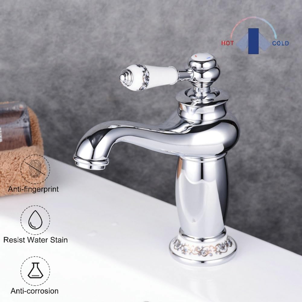 Beelee Wasserhahn antiken bronze Messing becken spuele wasserhahn single mit wasserhaehne Silber Chr