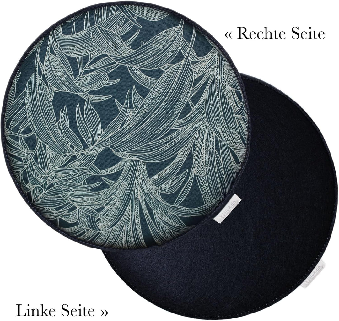SILUK gemütliches Sitzkissen aus Filz Ø 36cm - Komfortable Waschbare - 4er Set Grau I Schwarz für Ba