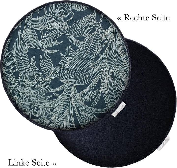 SILUK gemütliches Sitzkissen aus Filz Ø 36cm - Komfortable Waschbare - 4er Set Grau I Schwarz für Ba