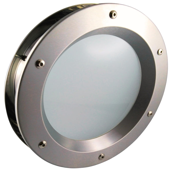 Bullauge Fenster Edelstahl INOX für Tür INOX 350mm Glas matt Muttern Flansch