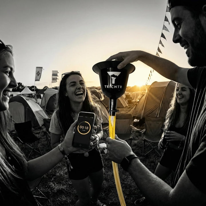 Striker – Premium Bierbong & Biertrichter mit Edelstahl-Kugelhahn – Beer Bong für JGA, Festivals & P
