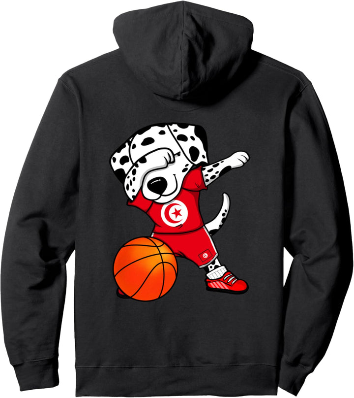Dabbing Dalmatiner Hund Tunesien Basketball Mannschaft Sport Pullover Hoodie