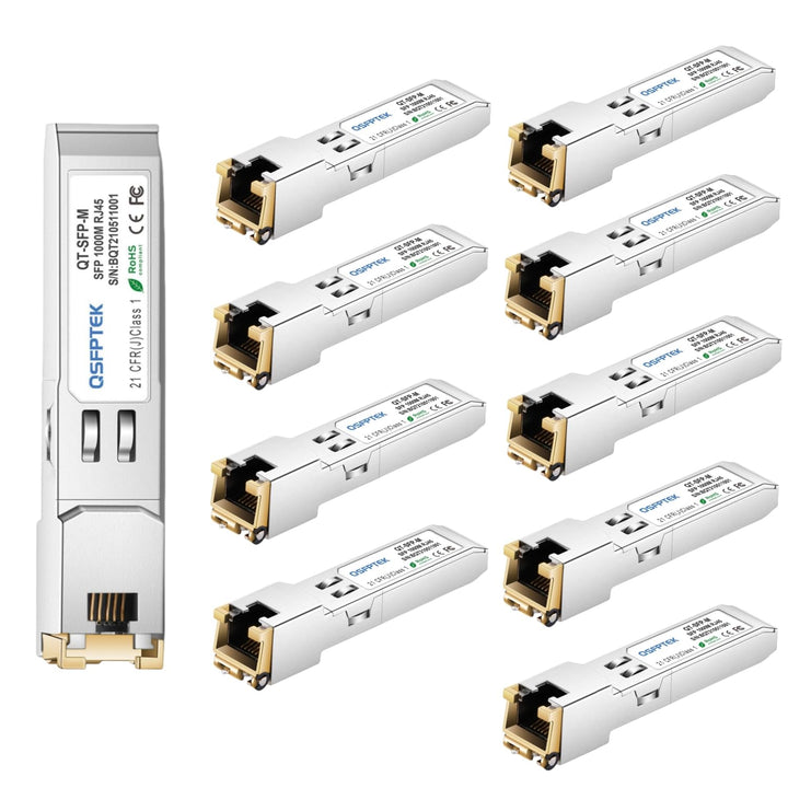 QSFPTEK (10Pack) Gigabit 1000BASE-T Kupfer SFP Transceiver up to 100m, SFP auf RJ45 Mini Gbic 1G SFP