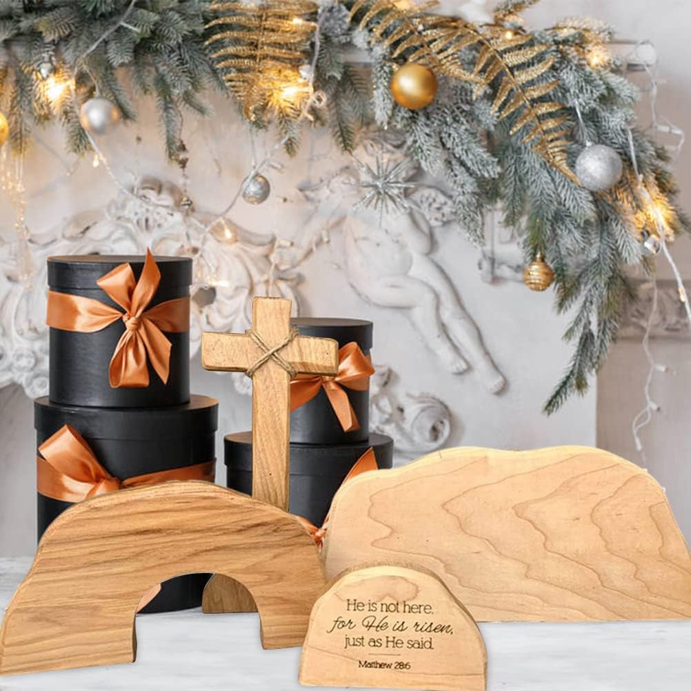 Ostern Auferstehung Szene Ornamente Jesus Krippe Dekorationen Osterszene hölzerndeko Tischdeko Set R