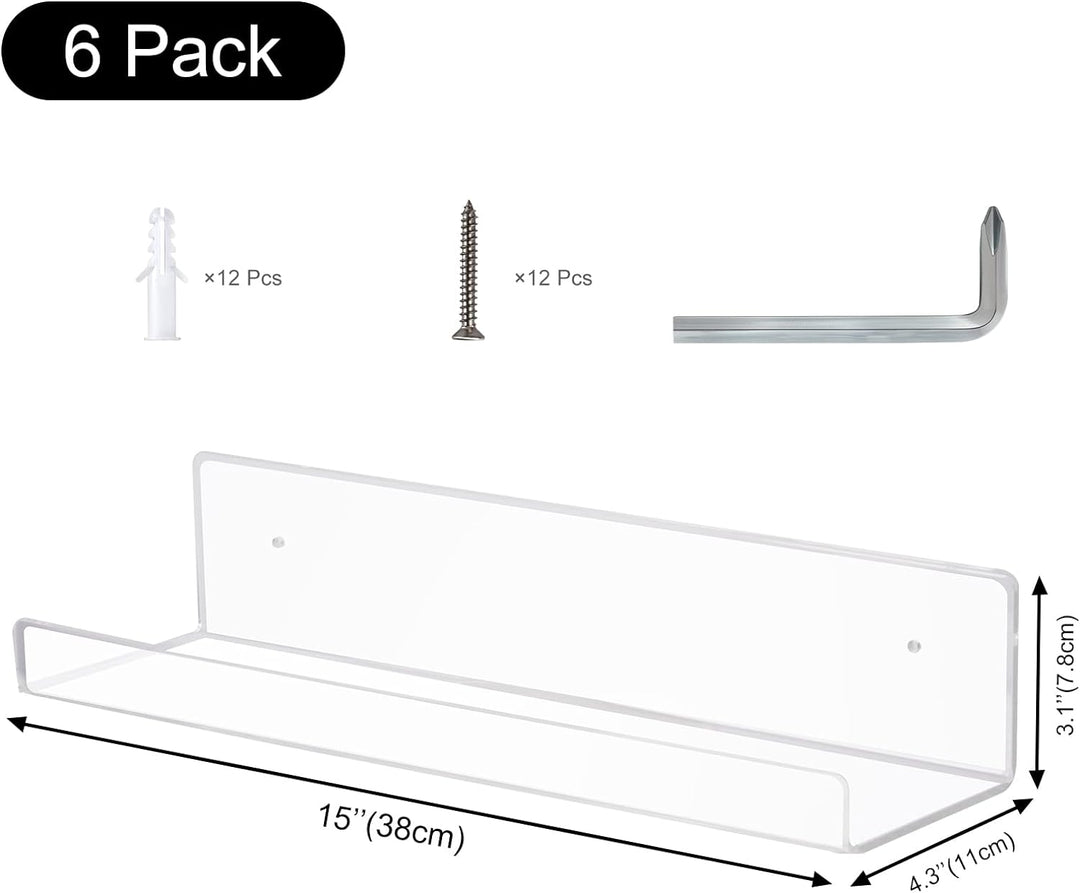ECOSEAO Acryl-Sich hin- und herbewegende Regale, klare Display-Regale, an der Wand befestigtes Büche