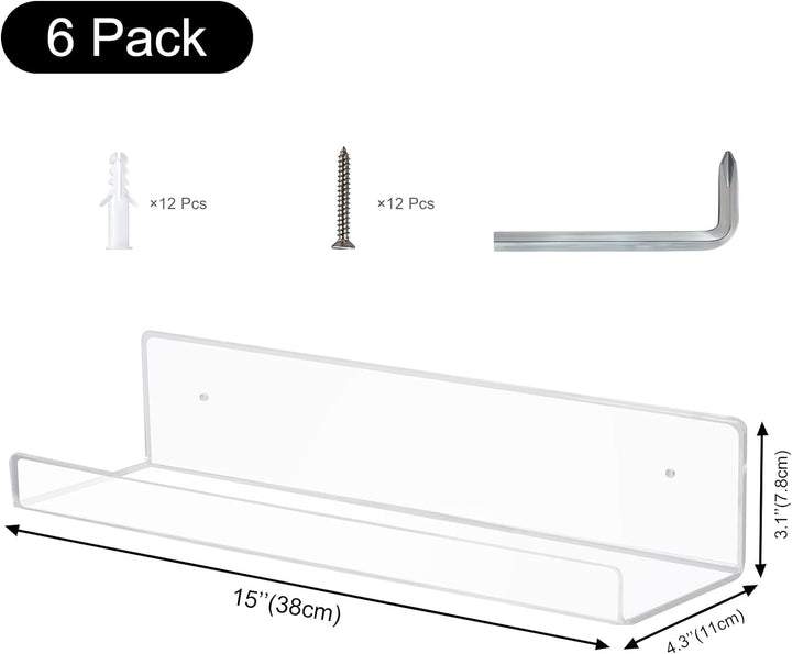 ECOSEAO Acryl-Sich hin- und herbewegende Regale, klare Display-Regale, an der Wand befestigtes Büche