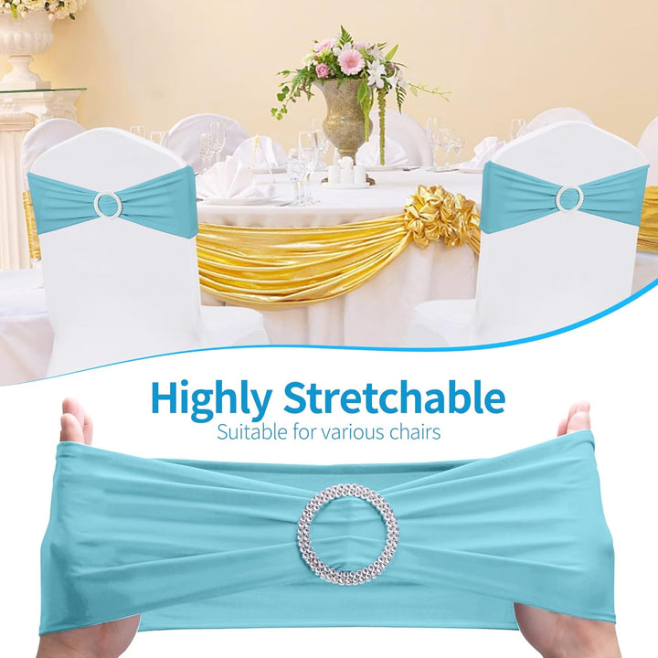 Weddecor Stuhldekoration, elastisches Stuhlband, Stuhlschärpe aus Spandex mit Schiebeschnalle, für H