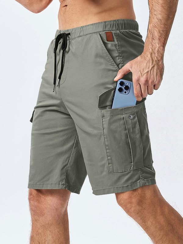 Elegancity Kurze Hosen Herren Cargo Shorts Sommer Freizeithose Kurze Elastische Taille Chino Shorts