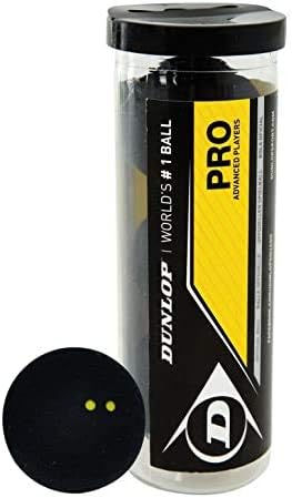 Dunlop Squash Ball Pro Double Yellow dot 12 Bälle in 4 praktischen Dosen