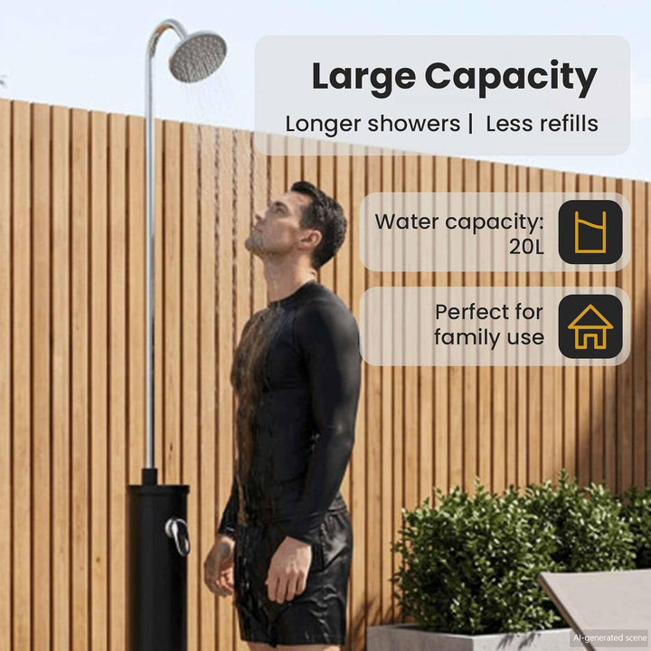 vidaXL Solardusche mit Duschkopf 20 l PVC, ABS, Zinklegierung Schwarz, Moderne Outdoor-Dusche für Ga