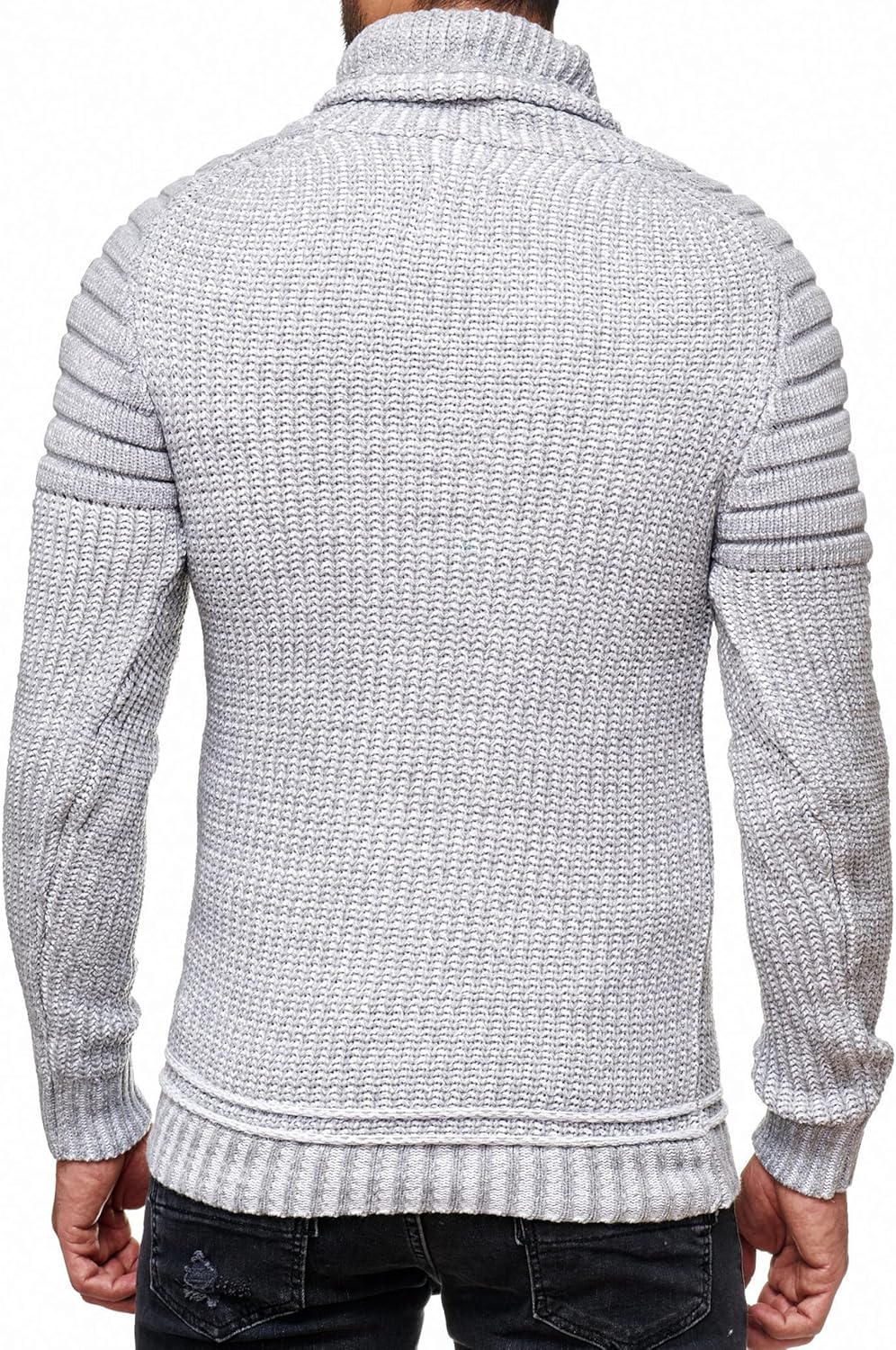 Subliminal Mode Herren Pullover aus grobem Strick mit Schalkragen BX292 S 293 Grau, S 293 Grau