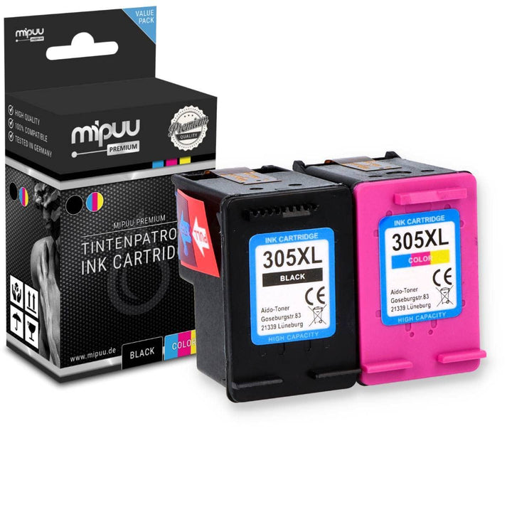 Mipuu 2 Tinten kompatibel für HP 305 XL 6ZA94AE Black Color für HP DeskJet 2700 2710 2720 2730 Plus