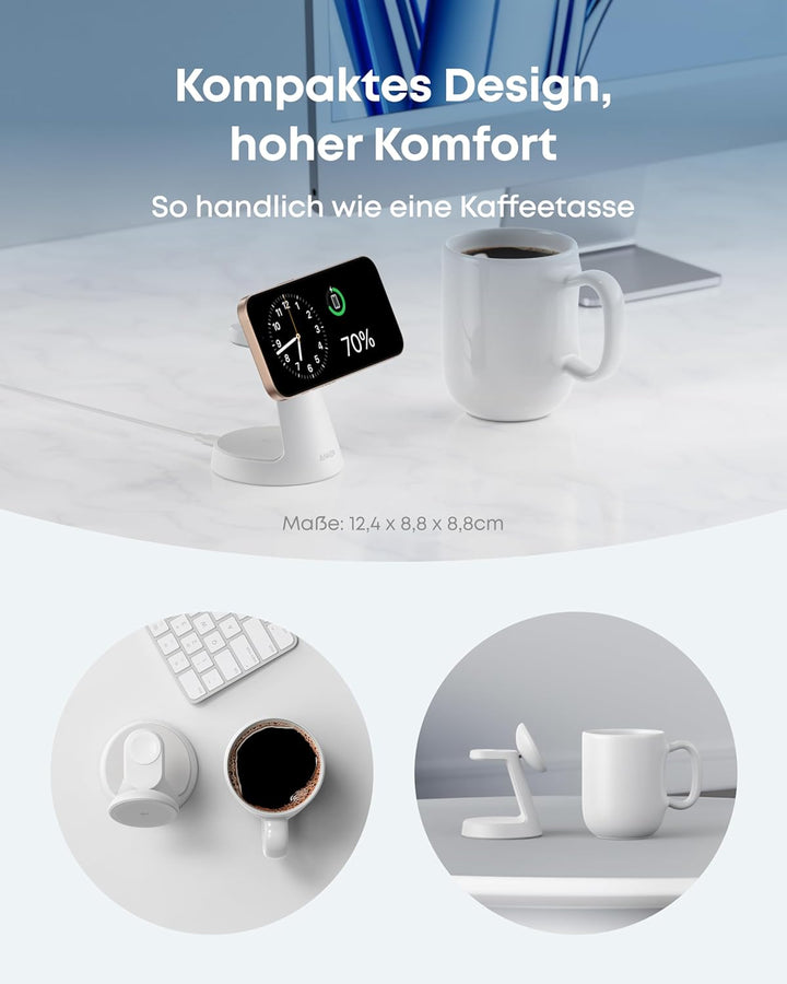 Anker MagGo 3-in-1 15W MagSafe kompatibles Ladegerät, iPhone Induktive Ladestation, Qi2-zertifiziert