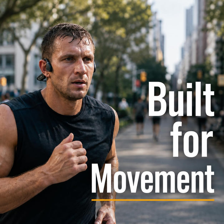 Aura Pro Bone Conduction Bluetooth Headset, Open-Ear Awareness, ENC Noise Reduction Microphone, Dual