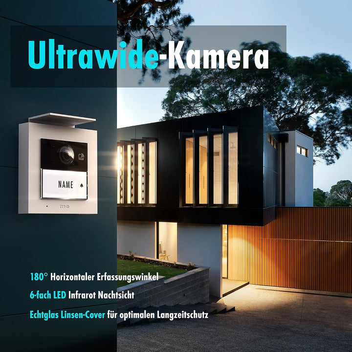 m-e iP Video-Türsprechanlage RFID weiss/schwarz | Aluminium Aussenstation für 1-Familienhaus | 7“ In