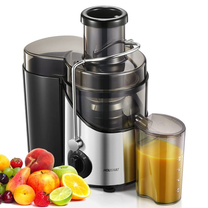 HOUSNAT Entsafter Gemüset und Obst, Juicer mit Grossem Mund, Grossem 65-mm-Zufuhrschacht und 3 Gesch