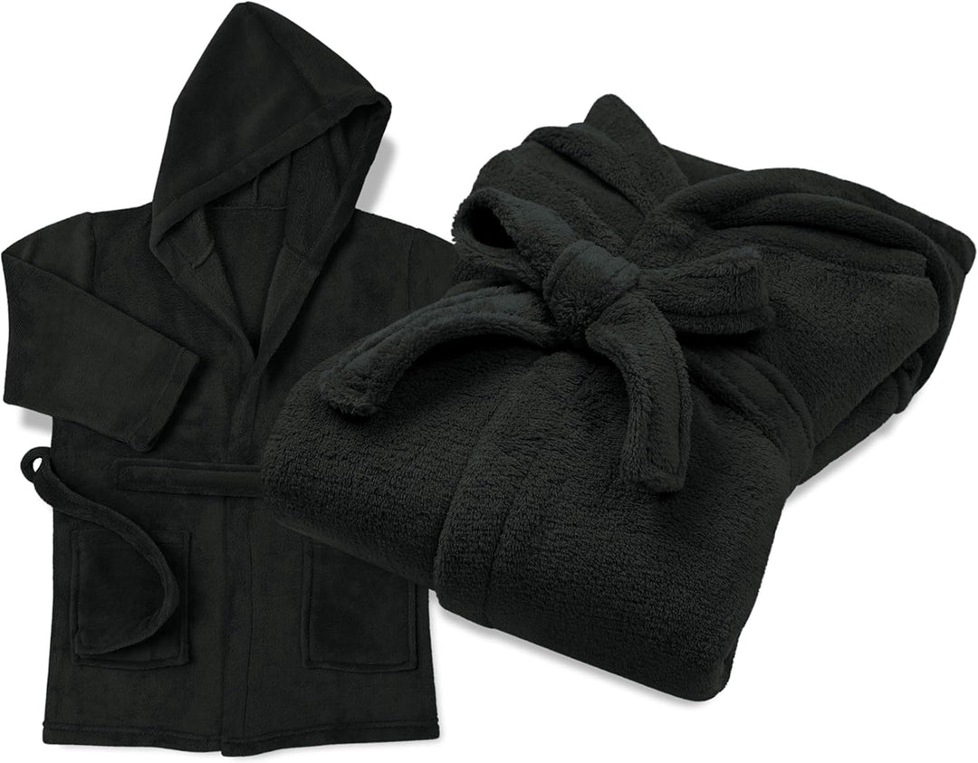 Kinder Bademantel - Kuschelfleece für Jungen u Mädchen 1522.2202 12-14 Jahre Schwarz, 12-14 Jahre Sc