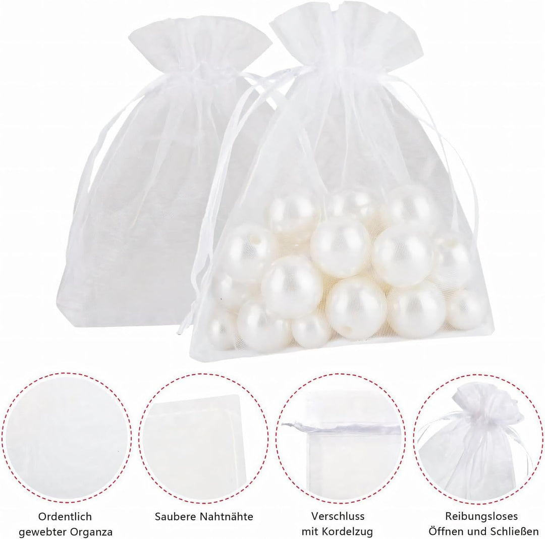 MAOOY Organzasäckchen 30x40 cm Weiss 100 Stück Organza Säckchen Zum Befüllen Klein Organzabeutel Sch