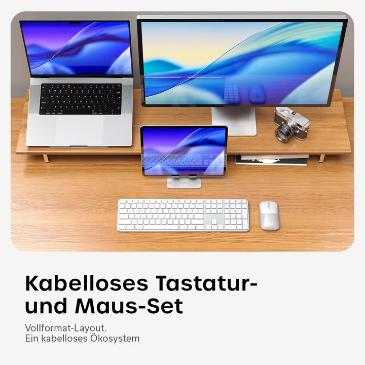SATECHI Kabelloses Tastatur- & Maus-Set Slim CEX3, Bluetooth Multi-Geräte, USB-C-Empfänger, 𝗨𝗦-𝗘𝗡𝗚𝗟𝗜