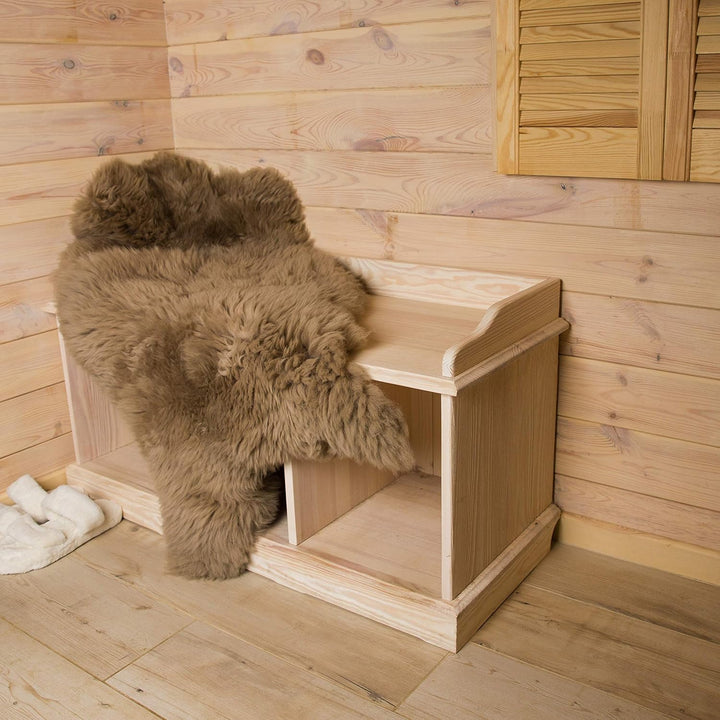 Cakla Lammfell Echt 120-130 cm Beige - Schaffell Echt Gross - Fellteppich Weiss - Weich und Flauschi