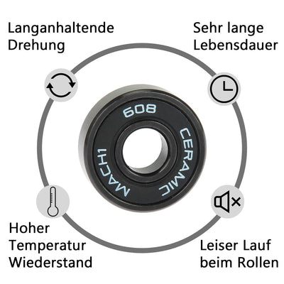 Mach1 8, 16 oder 32 Stück 608 Keramik Renn Kugellager Lager + Spacer z.B. für Inliner Skates Skatebo