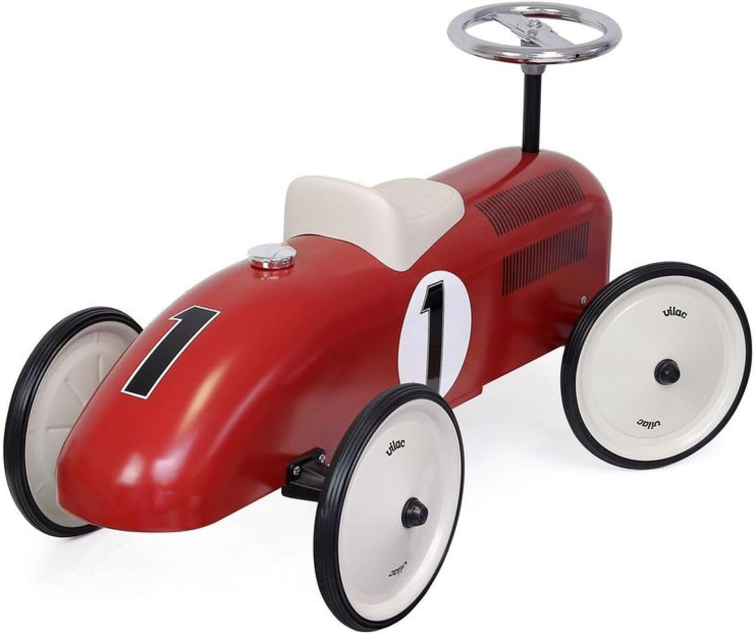 Vilac - Rutschauto Vintage Rot und Creme aus Metall – neue Räder &amp; Sitzfläche cremeweiss raffiniert