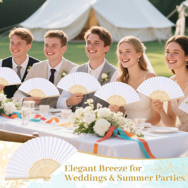 iZoeL Fächer Hochzeit Handfächer Weiss Hochzeitsfächer Faltfächer Taschenfächer Hochzeit Gäste Gesch