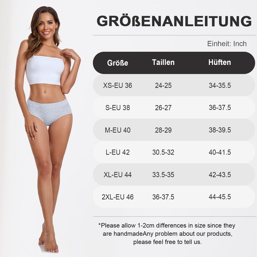 coskefy Unterhosen Damen, 6er Pack Slips Damen Baumwolle, Bequeme Frauen Unterwäsche, Atmungsaktiv P