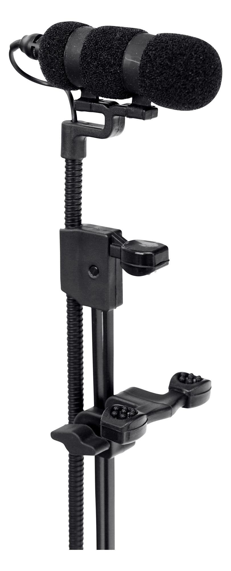 Pronomic Set MCM-100G Clipmikrofon mit Halter (Kondensator Mikrofon, Schwanenhals, Halter für Gitarr