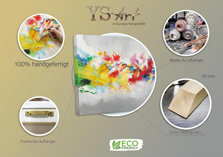 YS-Art Abstrakt Design Acryl Gemälde auf Leinwand buntes Leben handgemalt Wandbilder Wohnzimmer mode
