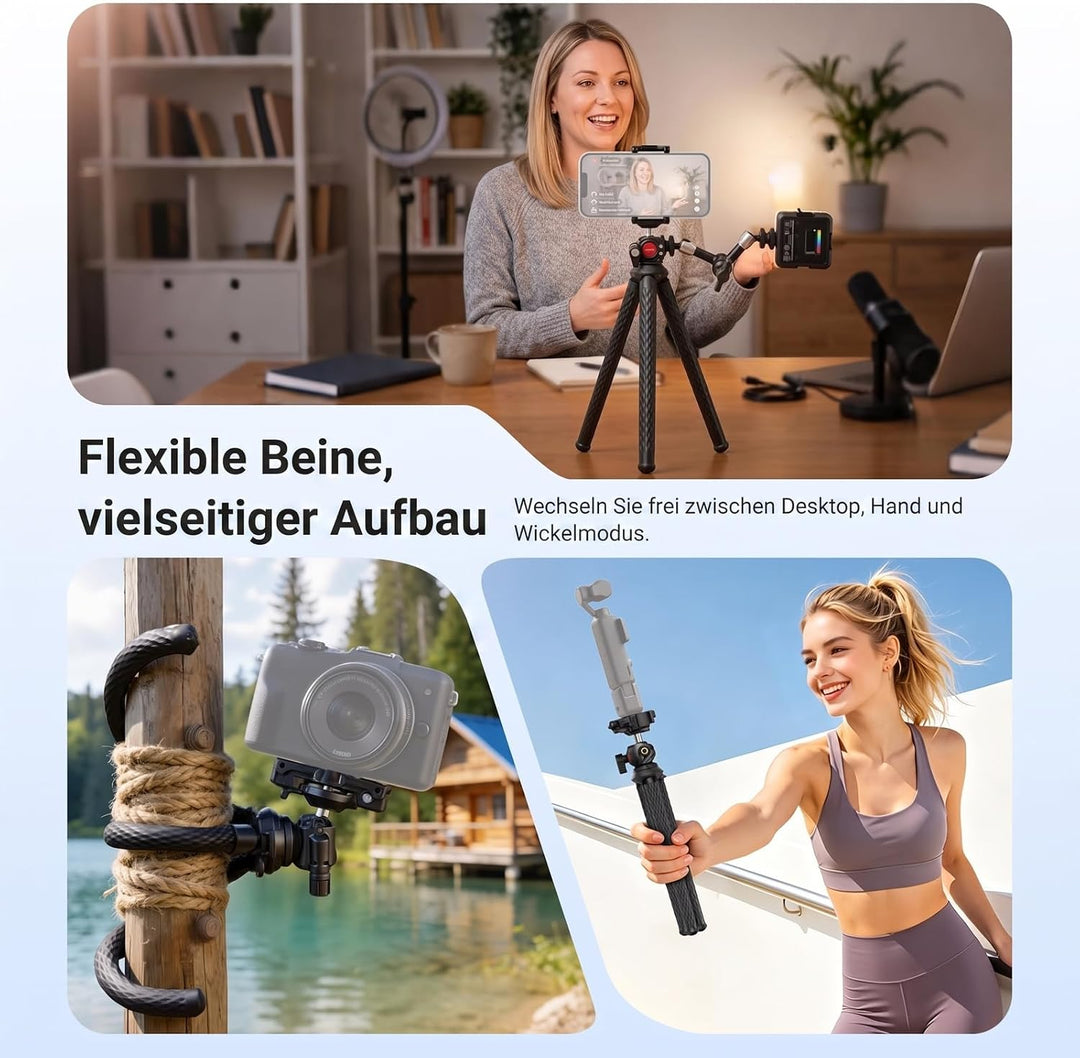 NEEWER Flexibles Handy Stativ, Kleiner Mini Kamera Webcam Tischständer, versteckter Handyhalter und