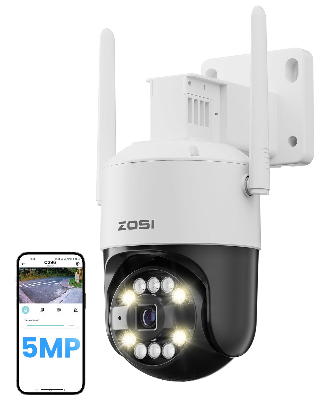 ZOSI 3K Wi-Fi 6 Outdoor Überwachungskamera mit 360° Pan &amp; Neigung, 2,4 GHz WLAN Kamera für Aussen mi