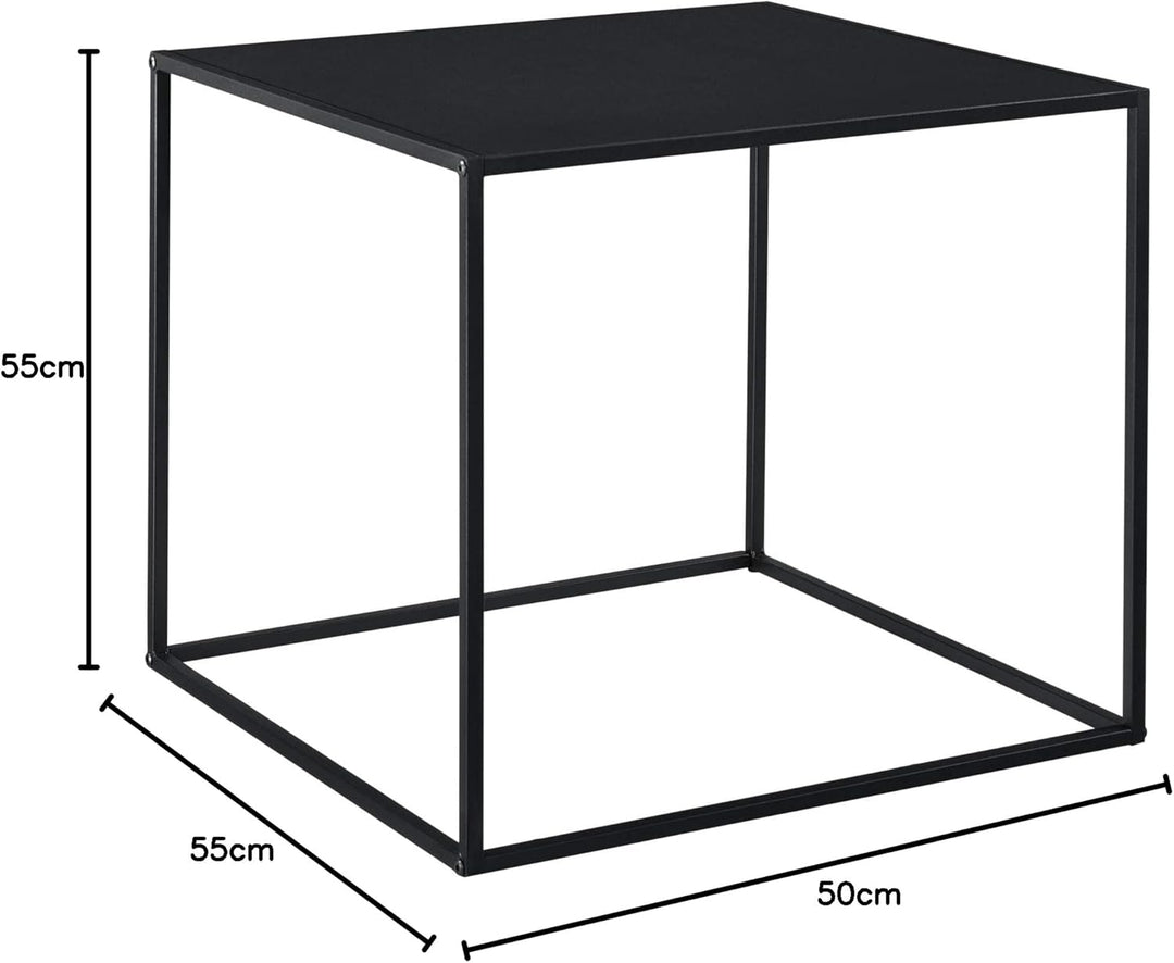 [en.casa] Beistelltisch Russafa 50x55x55 cm Wohnzimmertisch Industrie-Design Metall Schwarz 50 x 55