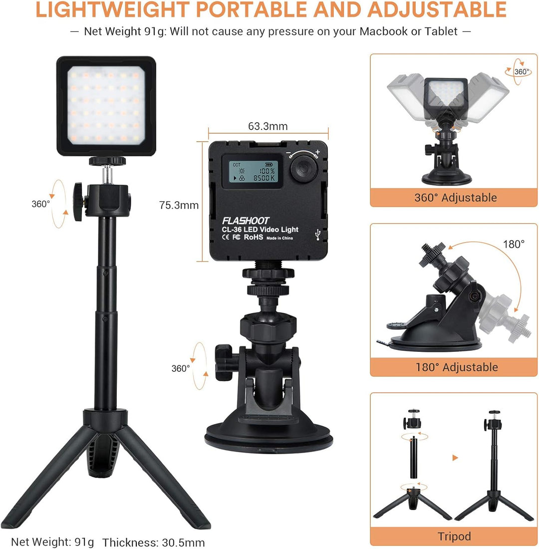 Flashoot CL-36 VideoConference Light Kit, LED-Licht 2800K-5000K CRI 95+ mit Diffusor kompatibel mit