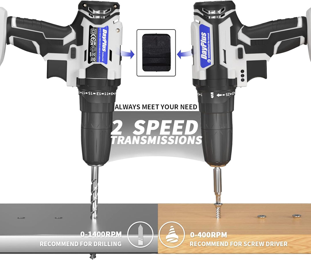 Qimu Akku-Bohrschrauber 21V Akkuschrauber Set mit 1500mAh Akku, 45 N.m Max akku bohrmaschine, 2-Gang