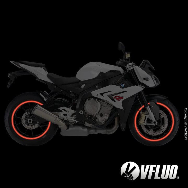 VFLUO - Kit Reflektierende Felgenrandaufkleber Motorrad, Aufkleber für 1 Rad 3M™-Technologie™, 360°-