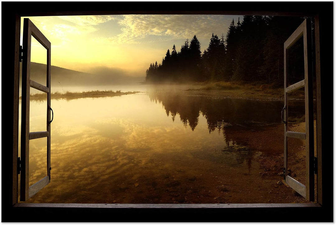 murando - Bilder Fensterblick 90x60 cm Vlies Leinwandbild 1 tlg Kunstdruck modern Wandbilder XXL Wan