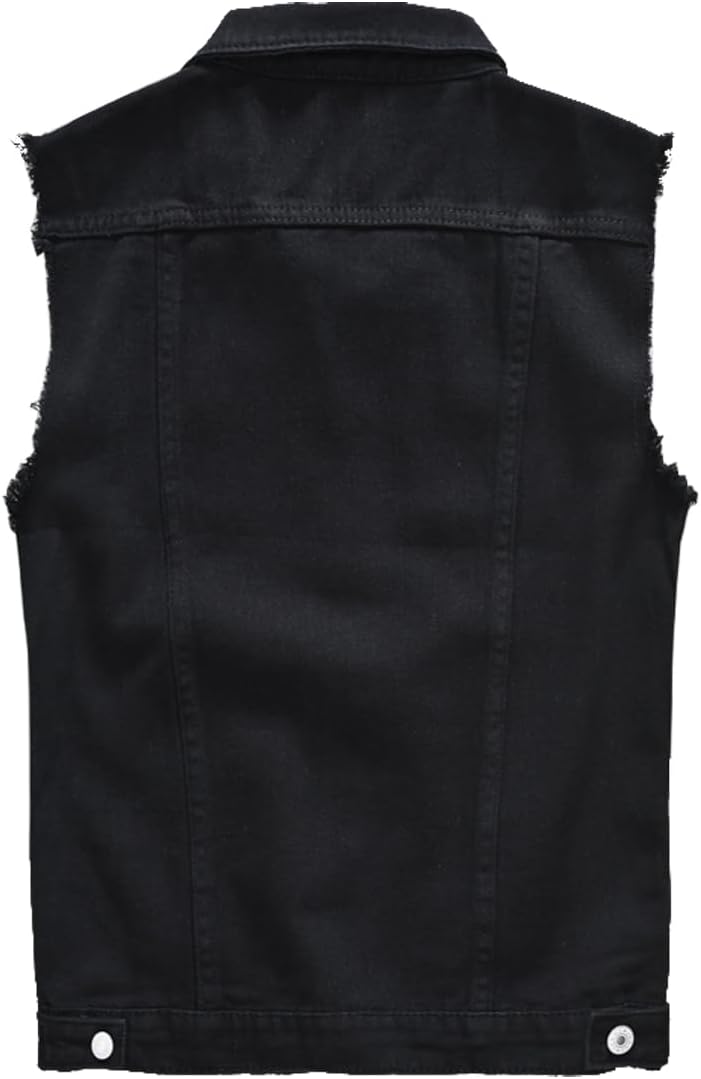 Herren Denim Westen Zerrissen Casual Ärmellos Biker Fashion Jeansweste XS 