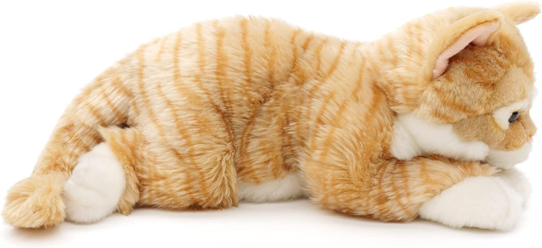 Uni-Toys - Katze mit getigertem Fell (rot-braun), liegend - 38 cm (Länge) - Plüsch-Kätzchen - Plüsch