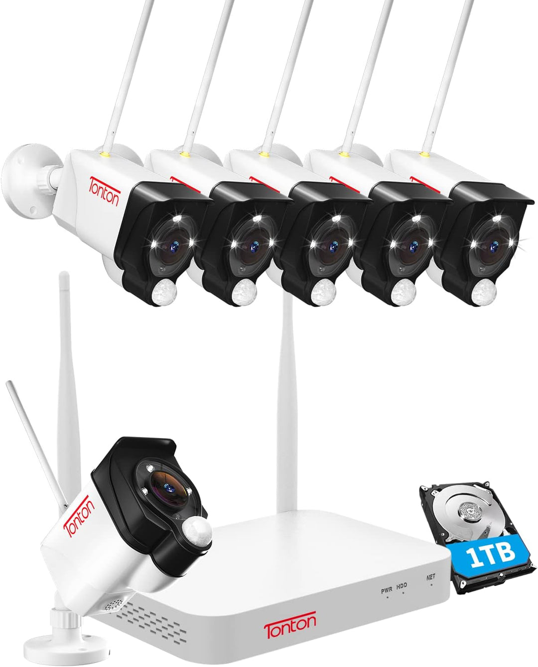 2K WLAN Überwachungskamera Set Aussen, 6pcs 1296P WiFi Kamera Outdoor Set, 10CH NVR mit 1TB Festplat